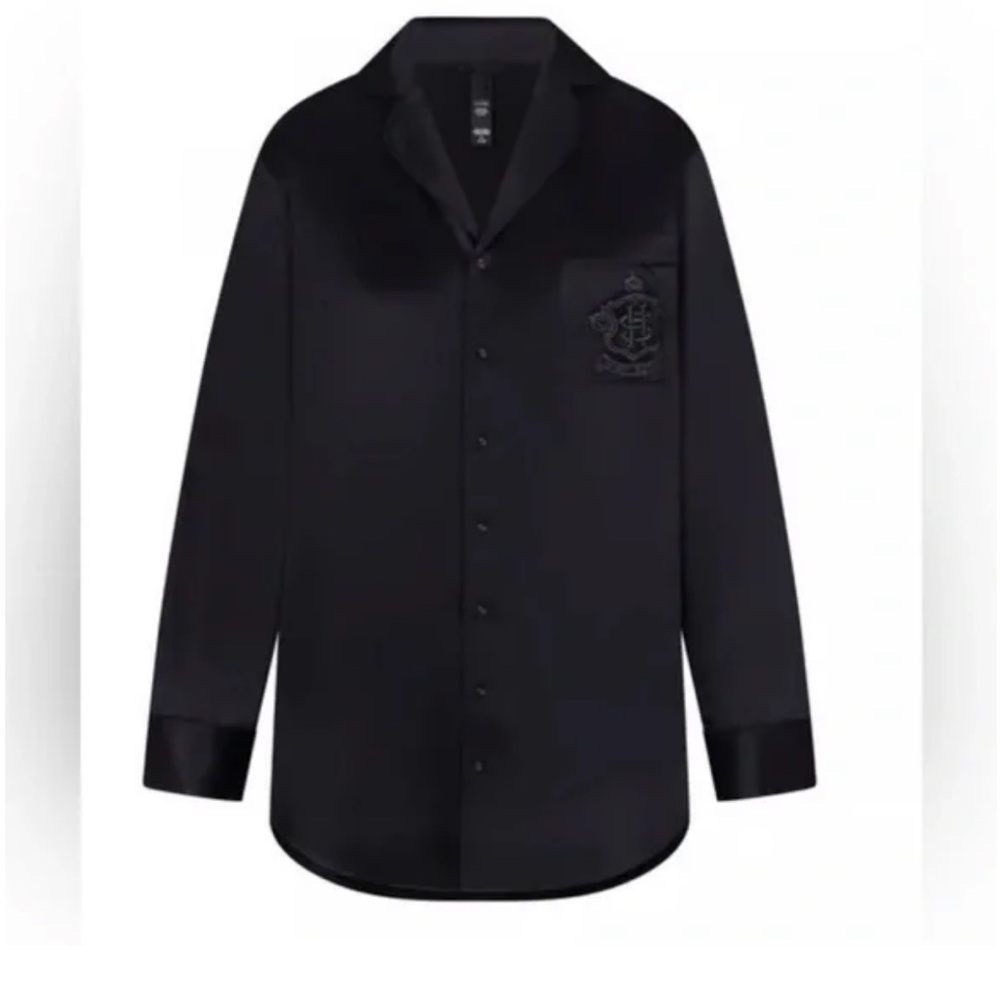 SKIMS Black Satin Pajama Top